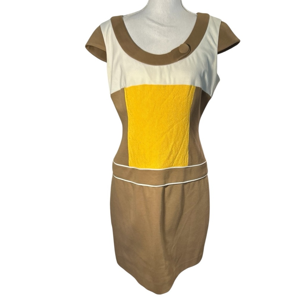 Aysha Tan and Yellow Colorblock Mini Dress